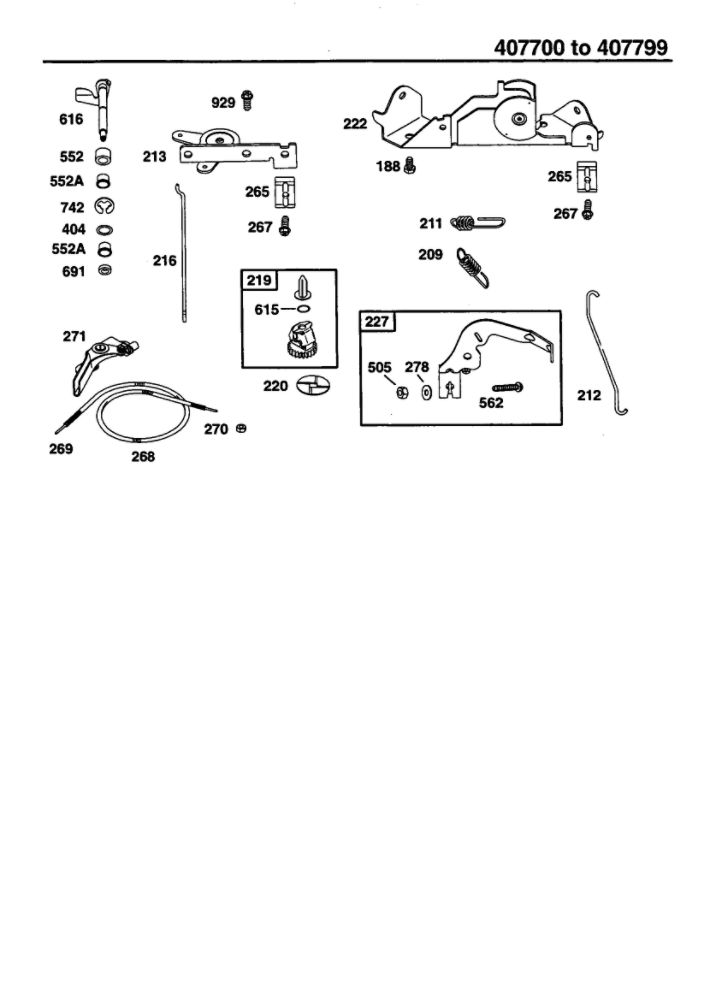 Governor Diagram and Parts List for 407700-407799 0122-0124-0128 Briggs and Stratton Engine